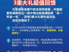 中國(guó)起重機(jī)械網(wǎng)慶五一“買一送一”三重大禮鉅惠不容錯(cuò)過(guò)！